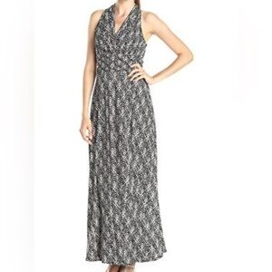 Kasper “Marilyn” Black & White Halter Maxi Dress